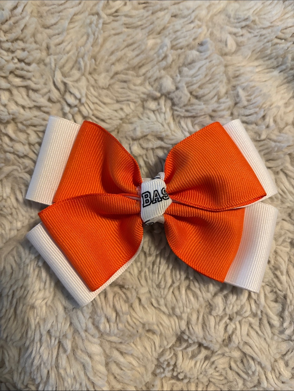 Orange and White Kids Hair Bow